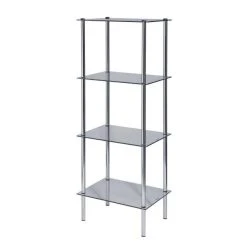 Tout neuf ???? Présentoir L39xP29xH107,5cm - 4 Tablettes Verre - Chromé ????