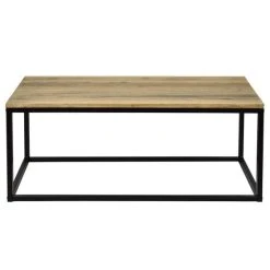 Budget ???? Table Basse Auxiliaire Icub - Industriel Vintage Bois Et Métal 100x45x40 Cm Noir ????