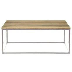 Meilleur prix ✔️ Table Basse Auxiliaire Icub - Industriel Vintage Bois Et Métal 100x45x40cm Blanc ????