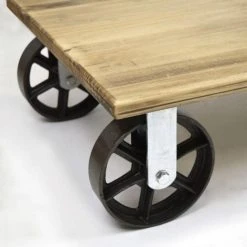Le moins cher ???? Table Basse Avec 4 Roues En Fonte Style Industriel Vintage – 120 X 60 X 27 Cm ???? -Buffets Shop table basse avec 4 roues en fonte style industriel vintage 120 x 60 x 27 cm 4