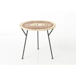 Grosses soldes ???? Table Basse Plateau Tressé Baya Marron Ø50cm X H45cm ✔️