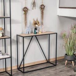 Promo ???? Table Console Design Industriel Moderne En Bois Et Métal 90x30x80 Cm ???? -Buffets Shop table console design industriel moderne en bois et metal 90x30x80 cm 02