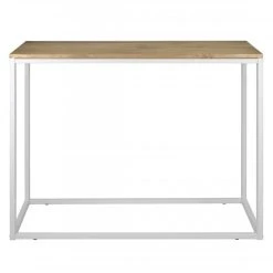 Budget ???? Table D'entree – Console Icub - Industriel Vintage Bois Et Métal 120x35 Cm Blanc ????