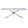 Nouveau ???? Table De Repas Argent - Plateau Verre Pieds Métal 200 X 100 Cm ????