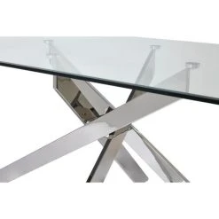 Nouveau ???? Table De Repas Argent - Plateau Verre Pieds Métal 200 X 100 Cm ???? -Buffets Shop table de repas argent plateau verre pieds metal 200 x 100 cm 03