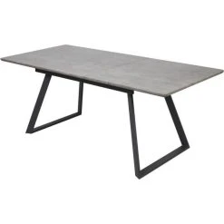 Acheter ???? Table De Repas Extensible Gris - Plateau Bois 160 X 90 Cm Avec Rallonge ✨ -Buffets Shop table de repas extensible gris plateau bois 160 x 90 cm avec rallonge 03