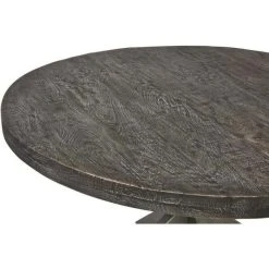 Tout neuf ???? Table De Repas Gris - Plateau Bois Mango Massif Pieds Métal Gris 120 X 120 ???? -Buffets Shop table de repas gris plateau bois mango massif pieds metal gris 120 x 120 03