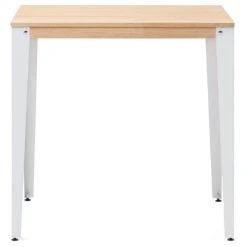 De gros ???? Table Haute Mange Debout Lunds 39x110x110cm Métal Blanc-plateau Bois Naturel. ???? -Buffets Shop table haute mange debout lunds 39x110x110cm metal blanc plateau bois naturel 02