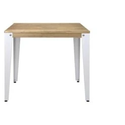 Grosses soldes ???? Table Haute Mange Debout Lunds 59x59x110cm Métal Blanc-plateau Bois Vieilli. ???? -Buffets Shop table haute mange debout lunds 59x59x110cm metal blanc plateau bois vieilli 02
