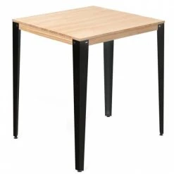 Remise ⌛ Table Haute Mange Debout Lunds 59x59x110cm Métal Noir-plateau Bois Naturel. ????