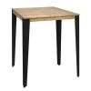 Offres ???? Table Haute Mange Debout Lunds 59x59x110cm Métal Noir-plateau Bois Vieilli. ????
