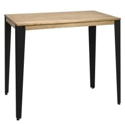 Meilleure vente ???? Table Haute Mange Debout Lunds 60X120x110cm Métal Noir-bois Vieilli. ????