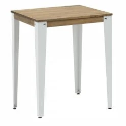 De gros ✨ Table Mange Debout Lunds 80X80x110cm Blanc-plateau Bois Finition Vieilli. ⌛