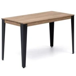 Bon marché ???? Table Salle à Manger Lunds 180x90x75cm Métal Noir-vieilli ????