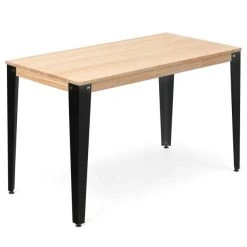 Acheter ???? Table Salle à Manger Lunds 60x140x75cm Métal Noir-plateau En Bois Naturel. ????