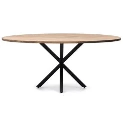 Le moins cher ???? Table Salle A Manger Ovale Pied étoile 160x100cm Noir-Bois Vieilli ???? -Buffets Shop table salle a manger ovale pied etoile 160x100cm noir bois vieilli 02