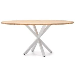 Offres ???? Table Salle A Manger Ovale Pied étoile 180x100cm Blanc-Bois Naturel ????