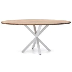 Le moins cher ???? Table Salle A Manger Ovale Pied étoile 180x100cm Blanc-Bois Vieilli ❤️