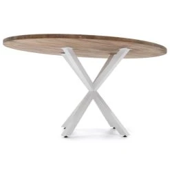 Acheter ???? Table Salle à Manger Ovale Pied étoile Industriel 160x90cm Blanc-bois Vieilli ⌛ -Buffets Shop table salle a manger ovale pied etoile industriel 160x90cm blanc bois vieilli 04