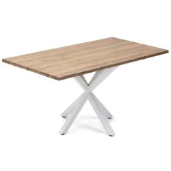 Vente flash ???? Table Salle à Manger Pied étoile Industriel 160x80cm Blanc-bois Vieilli ????