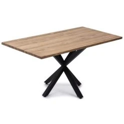 Meilleure vente ⭐ Table Salle à Manger Pied étoile Industriel 180x80cm Noir-bois Vieilli ????