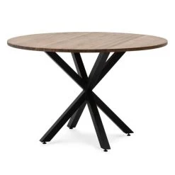 Coupon ???? Table Salle à Manger Ronde Pied étoile Style Industriel 100cm Noir-bois Vieilli ????