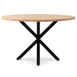 Remise ???? Table Salle à Manger Ronde Pied étoile Type Scandinave 100cm Noir-bois Naturel ????