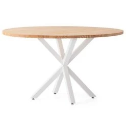 Nouveau ⭐ Table Salle à Manger Ronde Pied étoile Type Scandinave 120cm Blanc-bois Naturel ????
