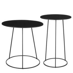 Sortie ???? Tables D'appoint Métal Noir Ø60x60 + Ø45x70cm ????