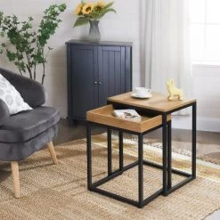 De gros ???? Tables Gigognes Bois Métal GM L40 X P45 X H55 Cm Et PM L38 X P40 X H51 Cm ✔️ -Buffets Shop tables gigognes bois metal gm l40 x p45 x h55 cm et pm l38 x p40 x h51 cm 03