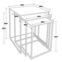 Vente flash ???? Tables Gigognes Métal Noir 36x36x45+43x43x50+50x50x55cm - Par 3 ⌛ -Buffets Shop tables gigognes metal noir 36x36x45 43x43x50 50x50x55cm par 3 03